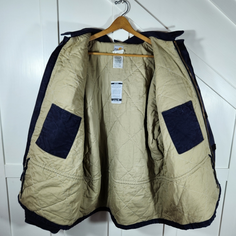 Carhartt Flame-Resistant Duck Traditional Coat Quilt Lined Navy | Men's 2XL XXL - Picture 5 of 10